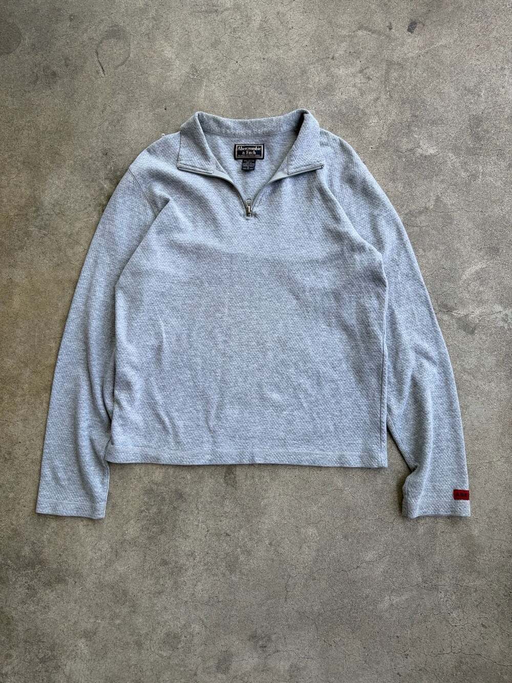 Vintage Abercrombie & Fitch Quarter Zip Waffle Knit Pullover Gray Size S